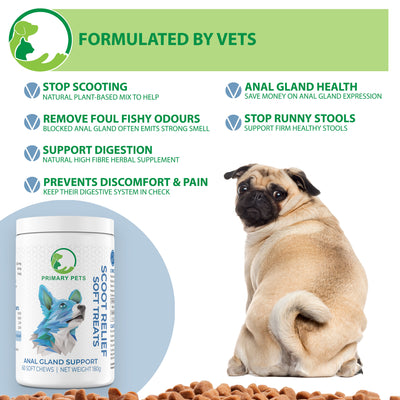 Scoot Relief Soft Chews, Anal Gland Support for Dogs |  60 Chews